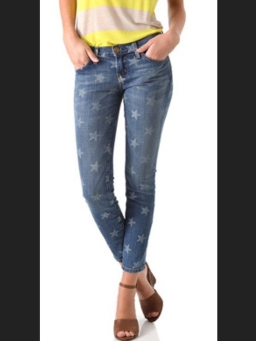 Current Elliott Stiletto Star Print Skinny Jeans 26 Low Rise Y2K Indie